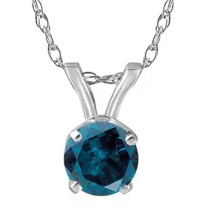 1/2ct Blue Diamond Solitaire 14K White Gold Pendant