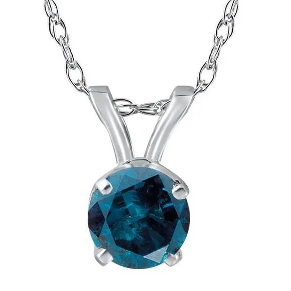 1/4ct Blue Diamond Solitaire White Gold Pendant