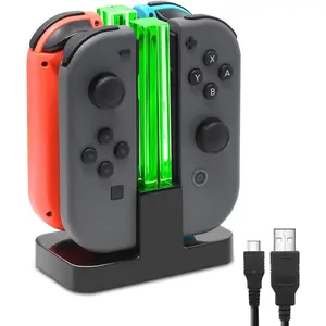 Dock Compatible with   for Joy Con & OLED Model Controller with Lamppost LED Indication, Charger Stand Station with