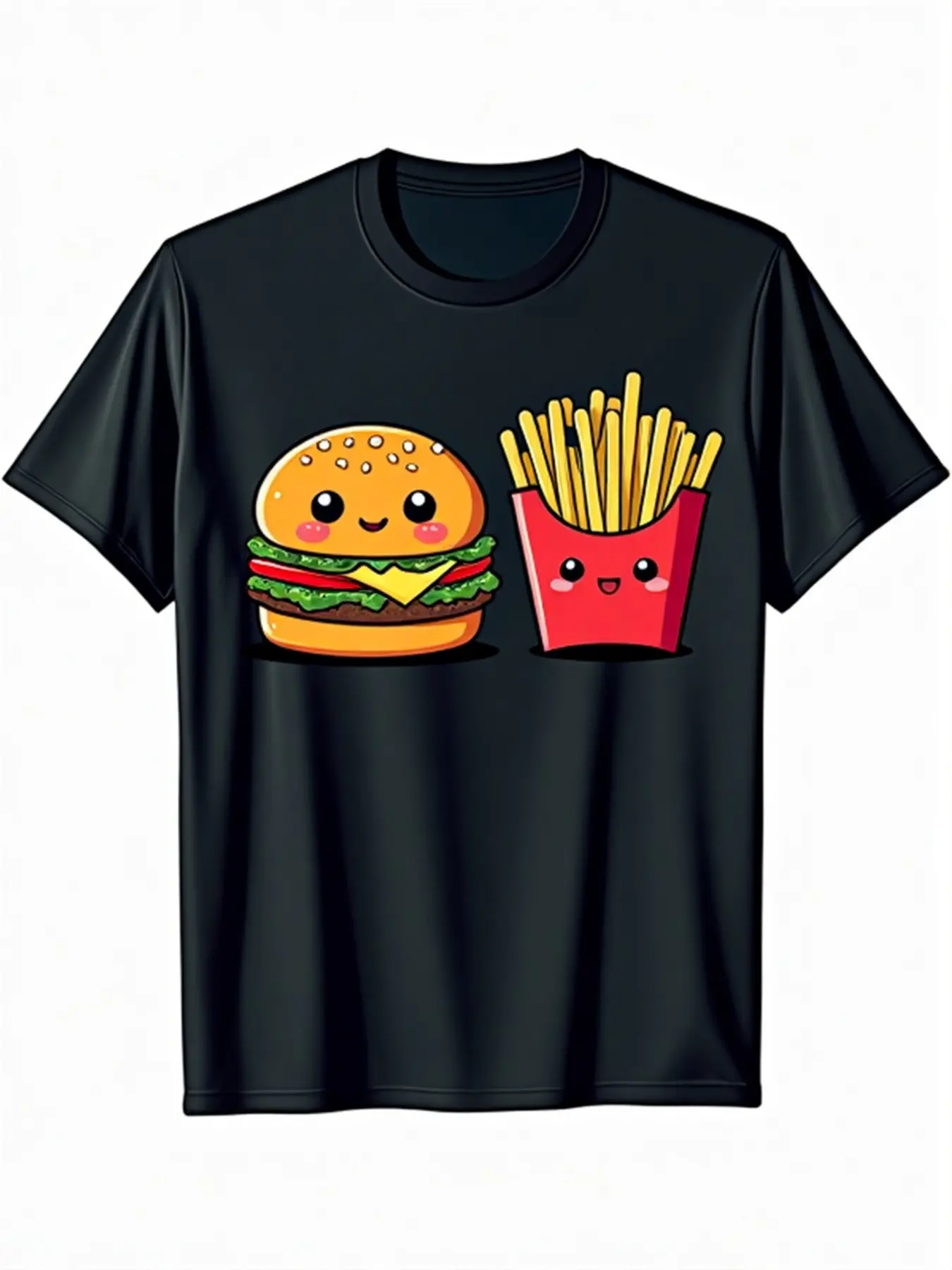 Men's Soft Burger  Fries Graphic T-Shirt - Funny F unisex soft cotton short sleeve t shirt, vintage graphic casual tee for men women teens, perfect birthday holiday gift for camping travel gym daily street casual wear