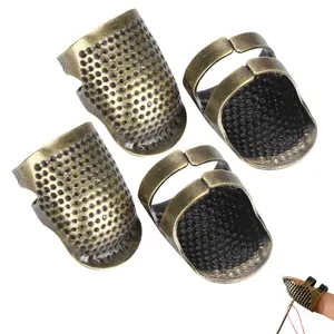 LMMAKE 4 Pack Adjustable Metal Thimble Finger Protector for Sewing Quilting Craft Accessories Durable Reusable Hand Sewing Tool