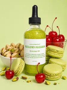 Pistachio Macaron Moisturizing Body Shimmer Oil 120ml - Organic Coconut & Jojoba Oil with Apricot Oil & Vanilla Scent for Radiant Glow by Karafa Essentials