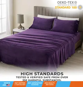 Extra Soft Velvet Plush Full Micro Fleece Sheet Set | Deluxe Microplush Non Pilling Sheets, Deep Pocket | Lavish Sherpa Velvet Luxe Collection (Full, Purple)