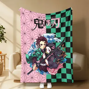 Anime Demon Slayer Throw Blanket, Mitsuri & Shinobu Character Art Soft Flannel Blanket, All Season Warm Cozy Blanket for AC Room Nap Sofa Office Travel, Perfect Thanksgiving Birthday Christmas Gift for Anime Fans