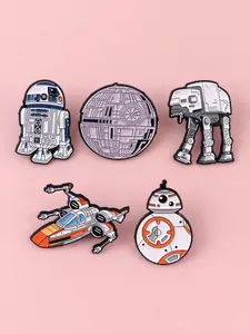 5pcs/set Creative Sci-Fi Enamel Brooches, Cartoon Unique Airplane Pins, Drop Set Pins, Collar Backpack Design Badges, Perfect Gift Choice