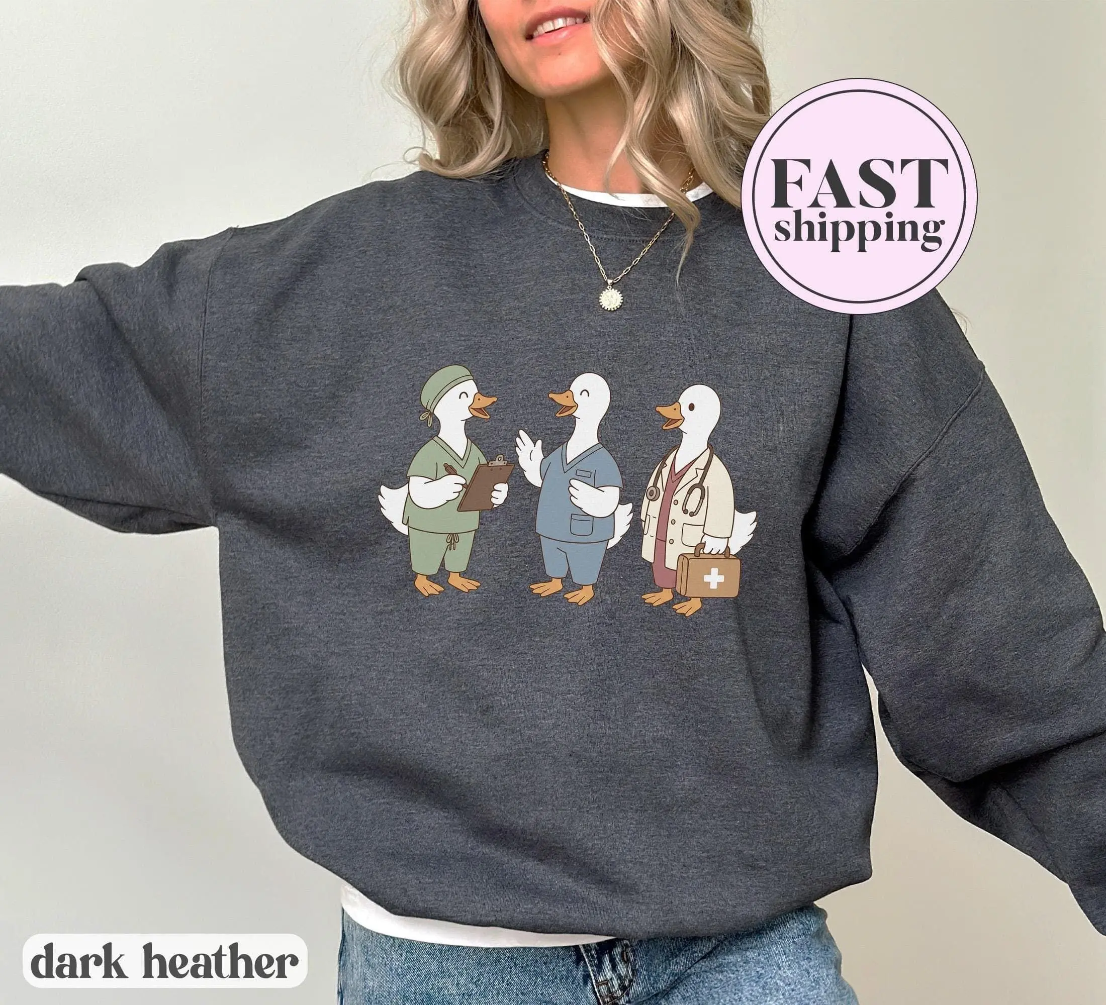 Healthcare Goose T-Shirt, Sweatshirt & Hoodie - Scrub Life Nurse Crewneck, Medical Student Gift, Hospital Humor Apparel