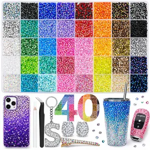 40000Pcs Jelly Synthetic Rhinestones for Bedazzling, 3mm Multicolor Resin Flatback Synthetic Gems for Diamond Art, Bedazzler Kit for Crafting Book Shoes Nail Art