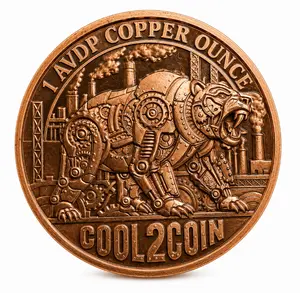 American Industrial Might — 1oz Steampunk Bull & Bear Copper Round