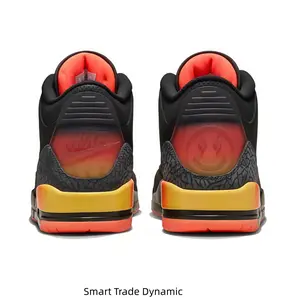 Black Retro Mid-Top Sneakers with Sunset Gradient Accents – Bold Streetwear Style for Men & Women