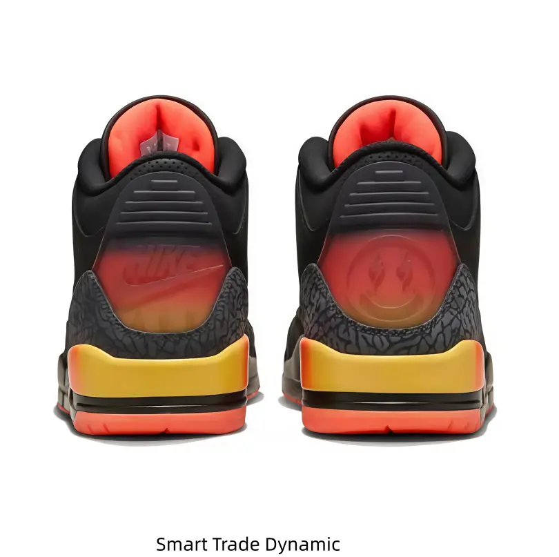 Black Retro Mid-Top Sneakers with Sunset Gradient Accents – Bold Streetwear Style for Men & Women