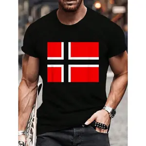 100% Cotton Norway Flag T-Shirt Women's Men's Graphic Tee Crew Neck summer vacation Tops