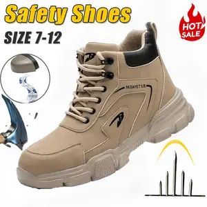 Safety Anti-smash Anti-puncture Labor Protection Shoes Non-slip Men's Lace Steel Toe Work Boots Trainers