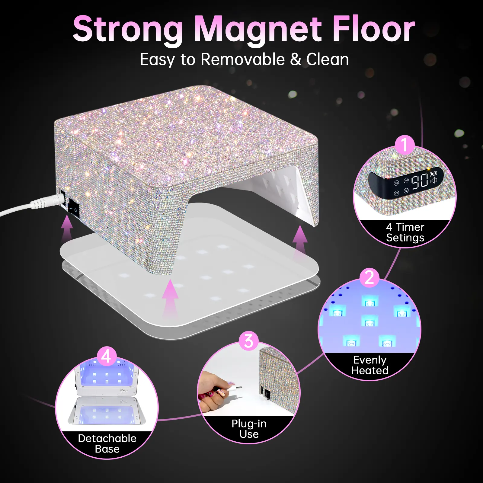 CHRISTINE SHELLY UV LED Nail Lamp Wireless 96W, Rechargeable Nail