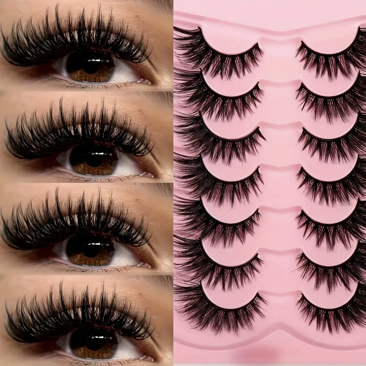 7 Pairs Cross Fox Eye False Eyelashes, High Quality Eyelashes, 3D Super Fluffy C Curl Lashes, Dramatic Volume Eyelash, Dramatic Thick Lashes, Perfect Fit for Halloween Christmas Gifts