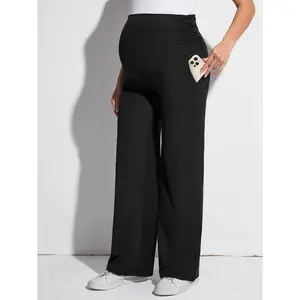 Black Slim-Fit Maternity Yoga Pants, Summer Casual, Stretchy and Versatile Sports Maternity Yoga Pants