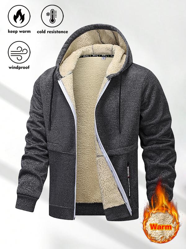 Men's Winter Sports Hoodie 2PCS Sherpa Fleece Lined Warm Thick Cold Resistant Windproof Full Zip Jacket for Daily Outdoor Use