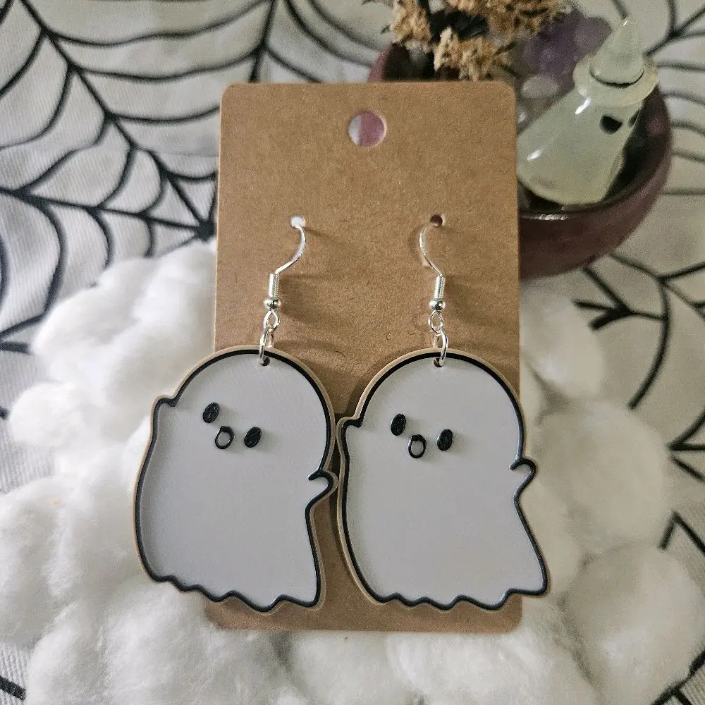 Cute Sugar Cookie Ghost Drop Earring - Cute Halloween Earrings for Halloween, Spooky Season Gift Decoration, Hypoallergenic Spooky Earrings
