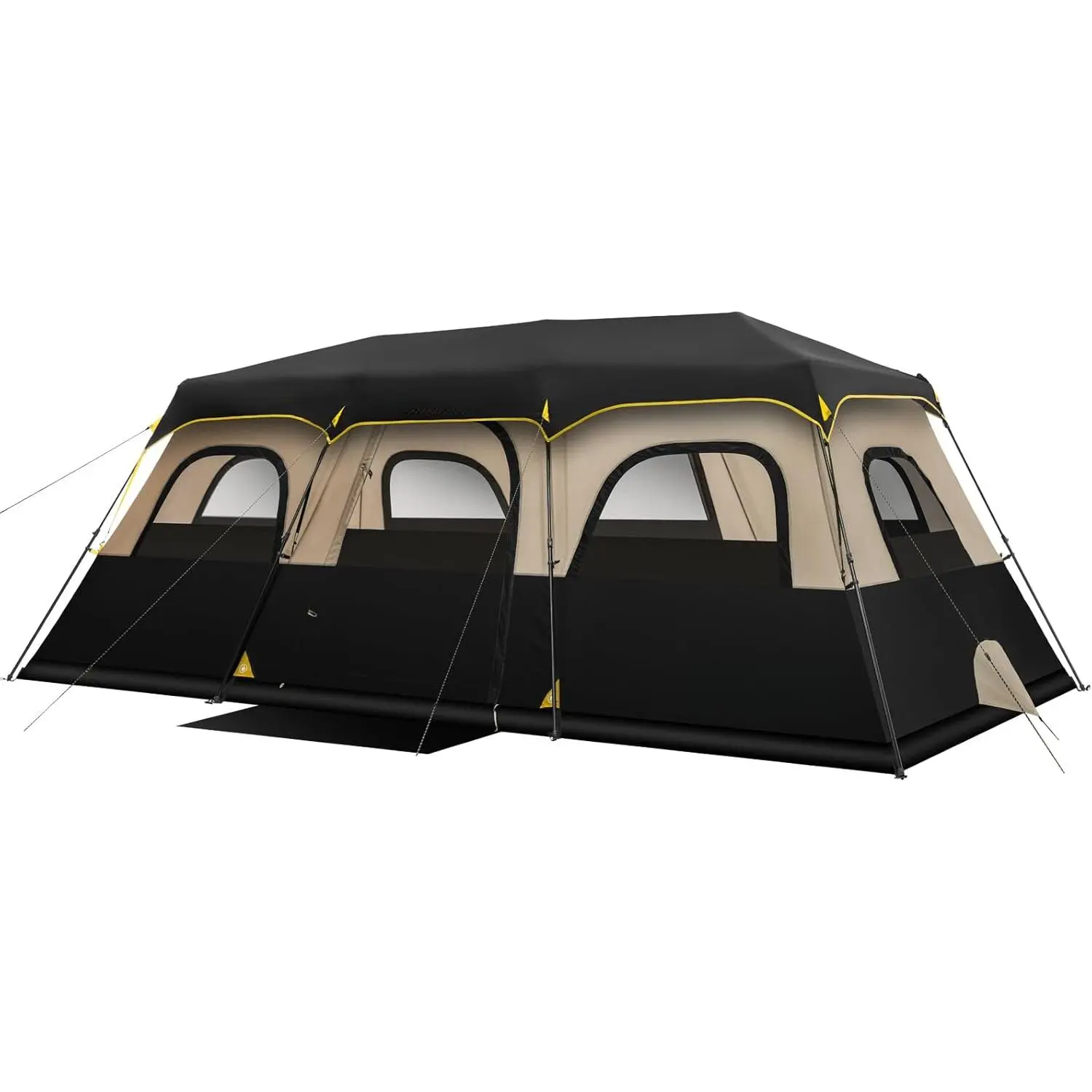 Instant Cabin Tent 6/8/10/12 Person Camping Tent Setup in 60 Seconds with Rainfly & Windproof Portable with Carry Bag for Family Camping & Hiking, Upgraded Ventilation, Khaki