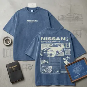 Vintage Washed JDM Car Graphic T-Shirt, Oversized Streetwear Racing Tee, Retro Drift Car Print Y2K Aesthetic, Heavyweight Cotton Loose Fit Top