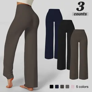 Women's Bare-Feel High-Waisted Relaxed-Fit Casual Pants V-Shaped Back Seam Comfort Fit Yoga Pants Comfortable Stretch Relaxed Pants Made with Soft Stretch Fabric Straight Leg with Slightly Flared Hem Vacation Outfit Bottom Basic Minimalist Casual Pants