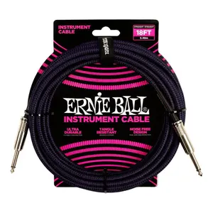 Ernie Ball Braided Instrument Cable Straight/Straight 18ft -Purple/Black