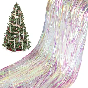 succulentlovers 22 Inch Christmas Tree Icicles Tinsel, 6000 Strands White Tinsel Foil Fringe Icicles, Shiny Iridescent Icicle Tinsel Strands for Xmas Tree Holiday Birthday Party Wedding Decorations