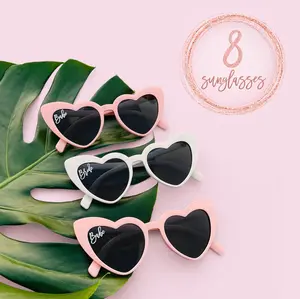 Effortless Events Bachelorette Sunglasses, Bridesmaid Sunglasses, Heart White & Pink Bride Sunglasses for Bachelorette Party, 1 White + 7 Light Pink