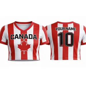 Canada Soccer WC2026 Inspired Cropped Jersey for Women – Sporty Game Day Streetwear Top