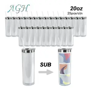 AGH 25pcs 20oz Sublimation Story Board Stainless Steel Double Wall Snow Globe Tumbler With Plug Drinkware Flasks