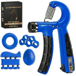 Grip Strength Trainer with Finger Exerciser, Hand Grip Strengthener, Finger Stretcher,Grip Ring & Stress Relief Ball for Muscle Building and Injury Recover hand extension exerciser Outdoorfun