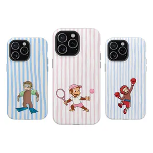 Curious George Sports Version 3 Phone Case, Swimming | Boxing | Tennis Playful George Case Cover Compatible With iPhone 16 15 14 13 12 11 Pro Max X XS, Galaxy S25 S24 S23 S22 Ultra Durable Protection, Shockproof