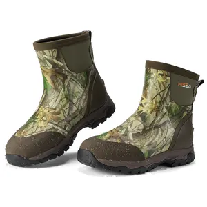HISEA Excursion Pro Men's Waterproof Hunting Boots - Insulated Neoprene Ankle Rain Shoe, Durable Comfy Rubber Mud Muck Footwear for Outdoor Work & Farming