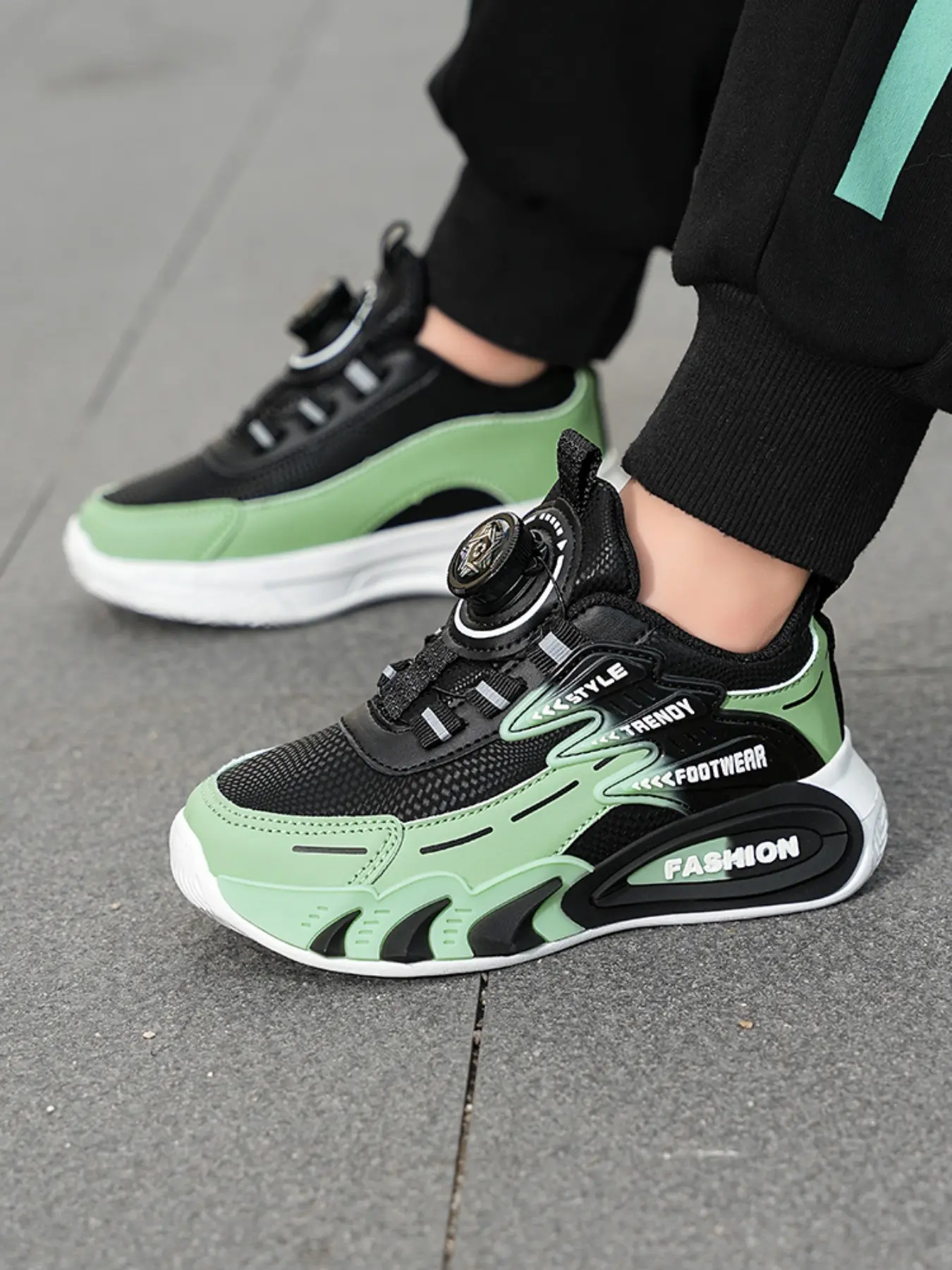 Low-Top Sports Shoes, Athletic Shoes, Training Shoes, PU Leather Casual Running Sneakers, Color Block Sneakers, Anti-Slip Breathable Comfortable for Boys & Girls, Kids Shoes