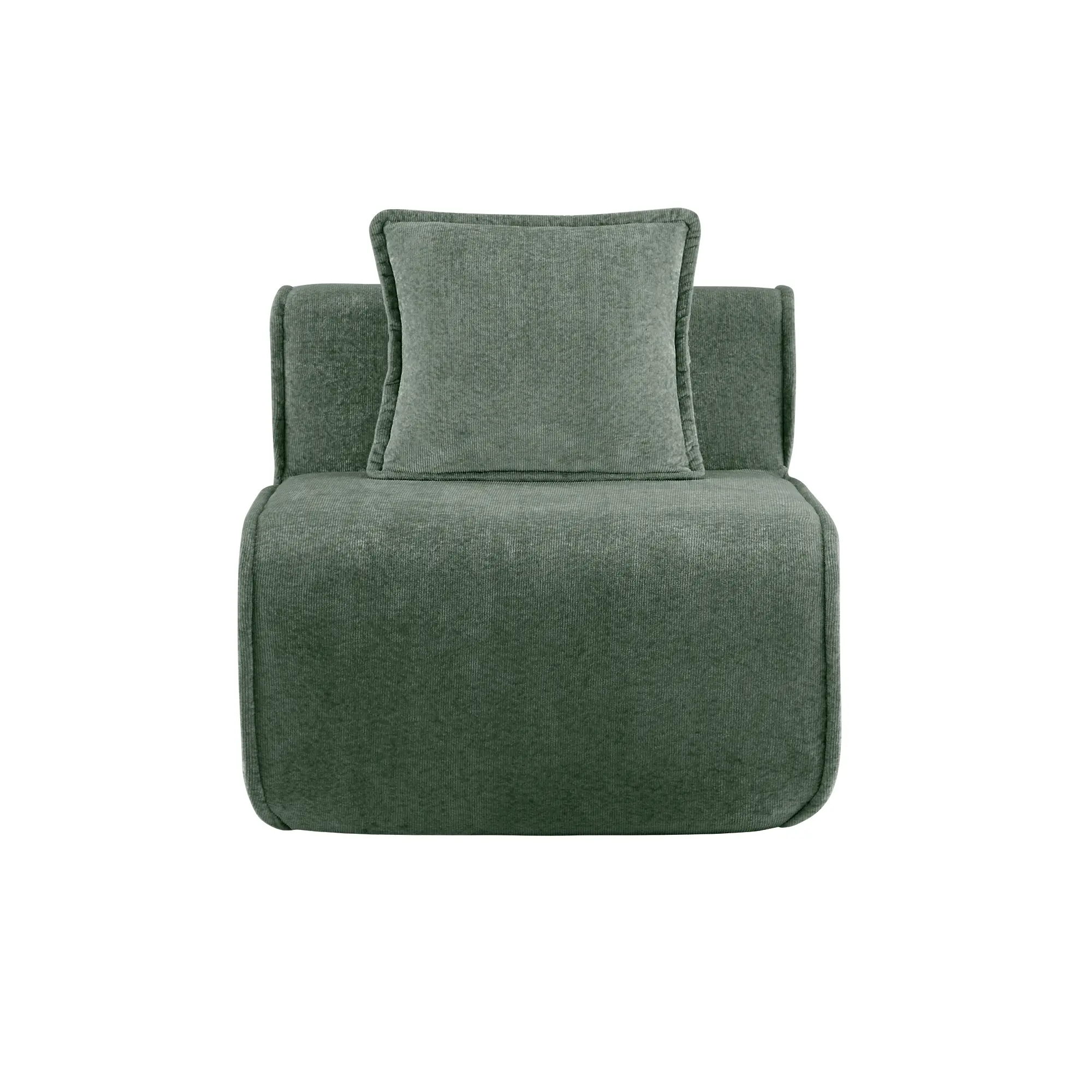 Harrison Armless Sofa Velvet Green Living Room Couch Modern Upholstered Single Seat Sofa for Small Spaces Apartment Dorm Furniture Compact Loveseat Alternative Easy Assembly, Living Room Furniture for Apartment, Lounge, Family Room