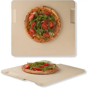 Large Pizza Stone, 16"x14" Rectangular Pizza Stone for Oven Grill BBQ, Baking Stone for Pizza Bread,  Built-in 4 Handles Cooking Stone