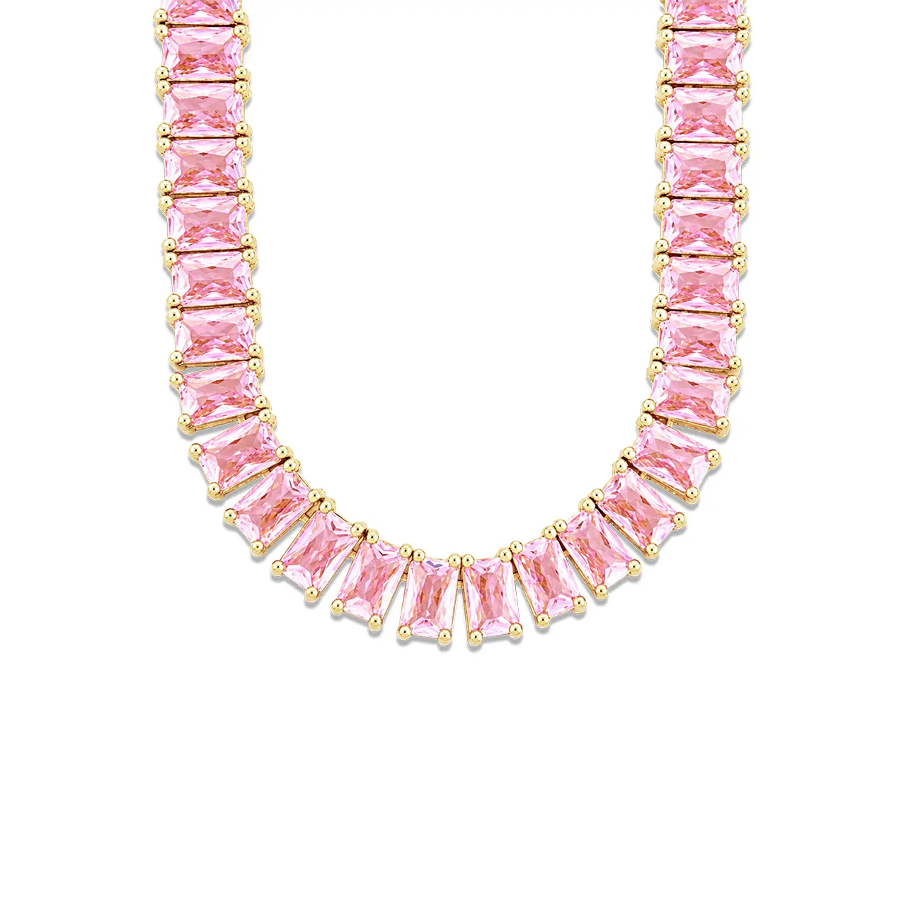 Silver Marisol Blush Pink CZ Tennis Necklace, Fine Jewelry Accessory