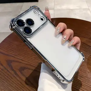 Luxury Acrylic Transparent Shockproof Armor Protection Case for iPhone 17 17 Air 17 Pro 17 Pro Max 16 15 14 Clear Plating Cover, Modern Phone Accessory, Aesthetic, Minimalist Cover, Clear Phone Shell, Protective Cover, Casing, Protector, Cellphone
