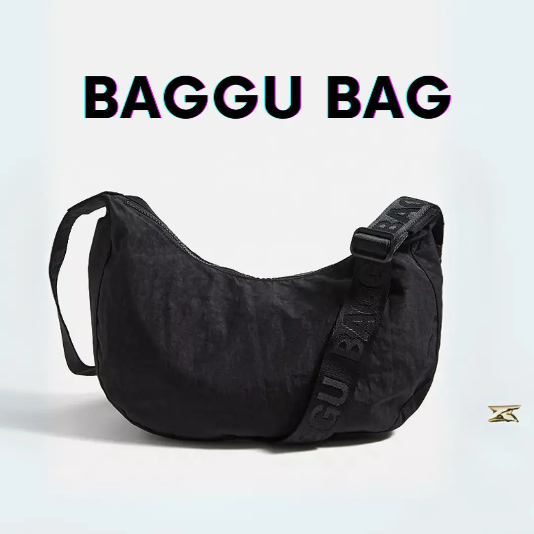BAGGU Medium Adjustable Nylon Crescent Bag - Black - fall collection