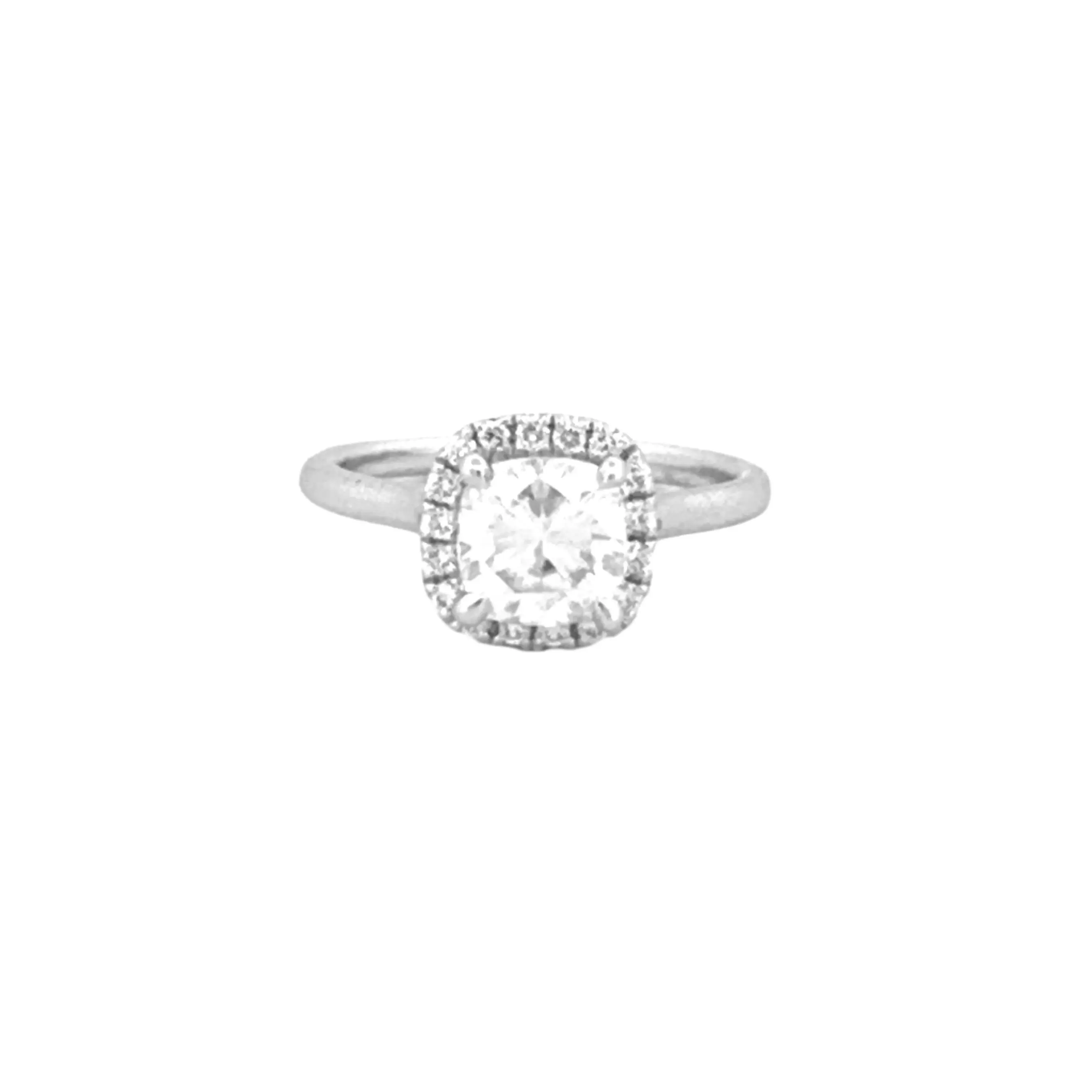 14K Gold 1.50 Carat Lab Grown Round Diamond Halo Cathedral Engagement Ring