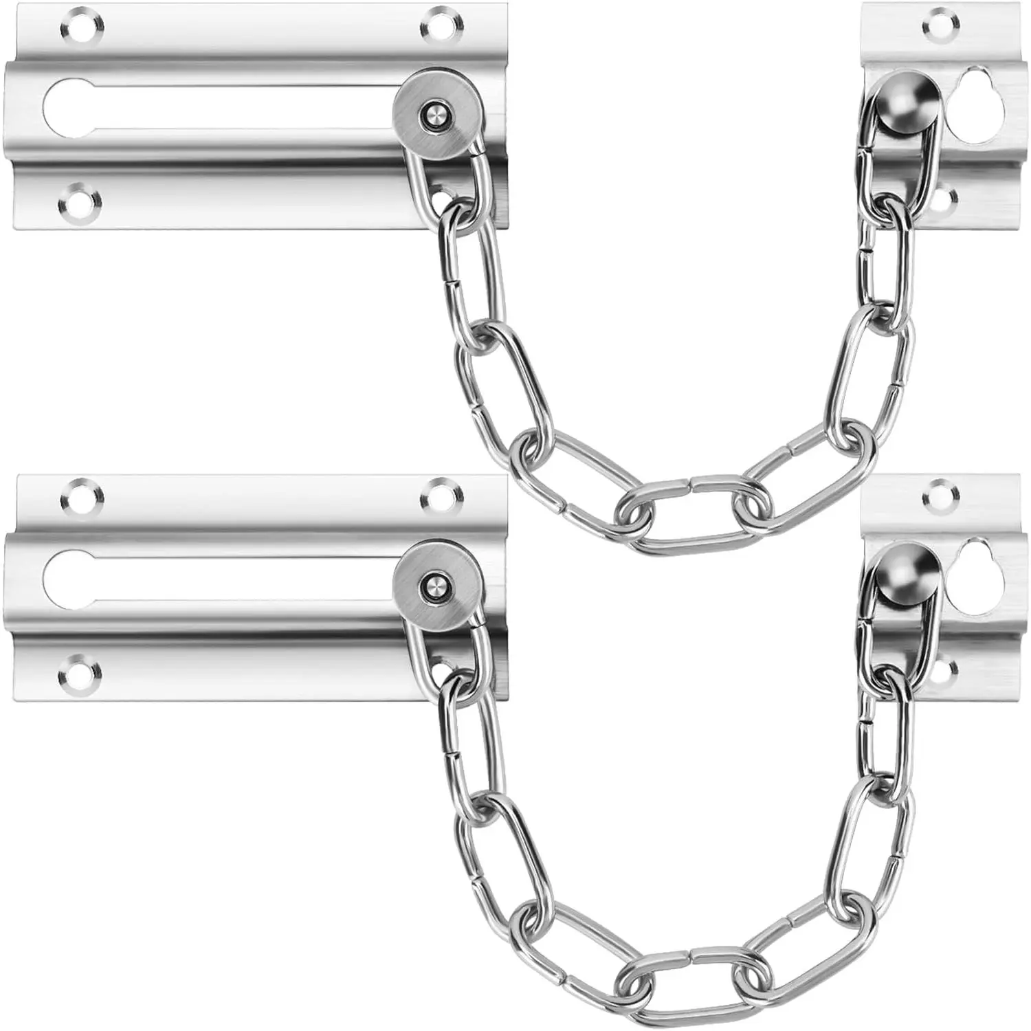 2 Pack Door Chain Lock, Premium Thickened Lock with 12 Screws, Stainless Steel Locks for Inside Door, Better  and Protection Your Home Family
