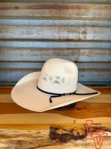 American Hat Company Straw Hat Regular Crown Pyramid Diamond White