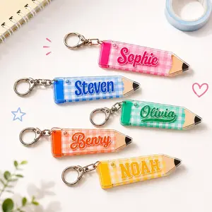 Custom Pencil Name Acrylic Keychain – Personalized Backpack Tag for Kids, School Bag Name Tag, First Day of School & Back to School Gift