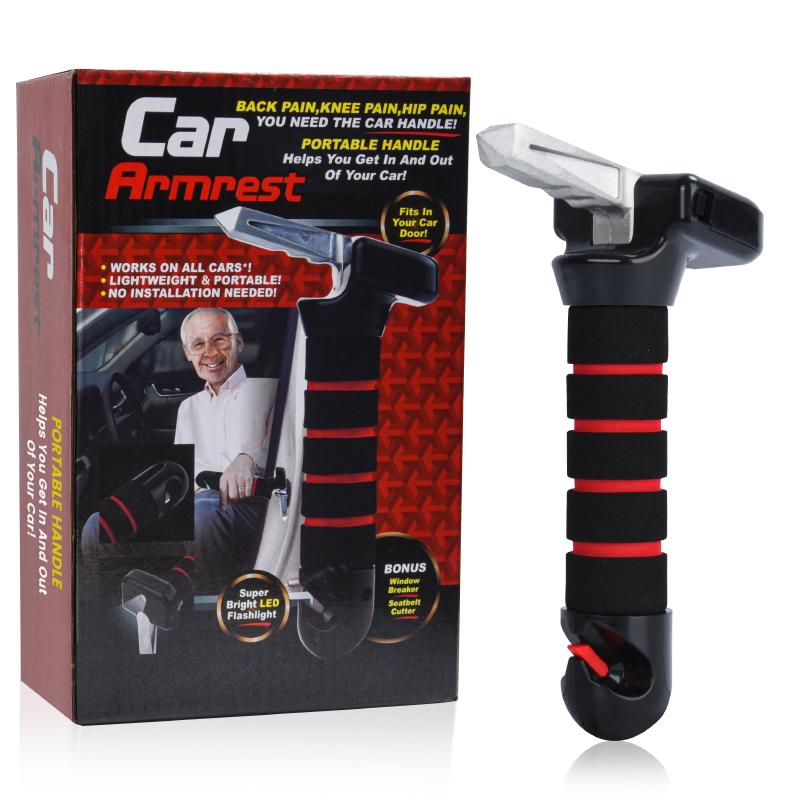 SOARFLY 4-in-1 Car Door Assist Handle for Seniors – LED Flashlight, Safety Hammer, Seatbelt Cutter & Non-Slip Grip – The Must-Have Safety Tool for Elderly Drivers