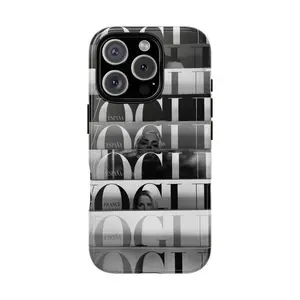 Fashion magazine style phone case with "VOGUE" and "ESPAÑA" lettering, compatible with iPhone 17/16/15/14/13/12/11 Pro Max/Plus and Samsung Galaxy S23FE/22/23/24/25.