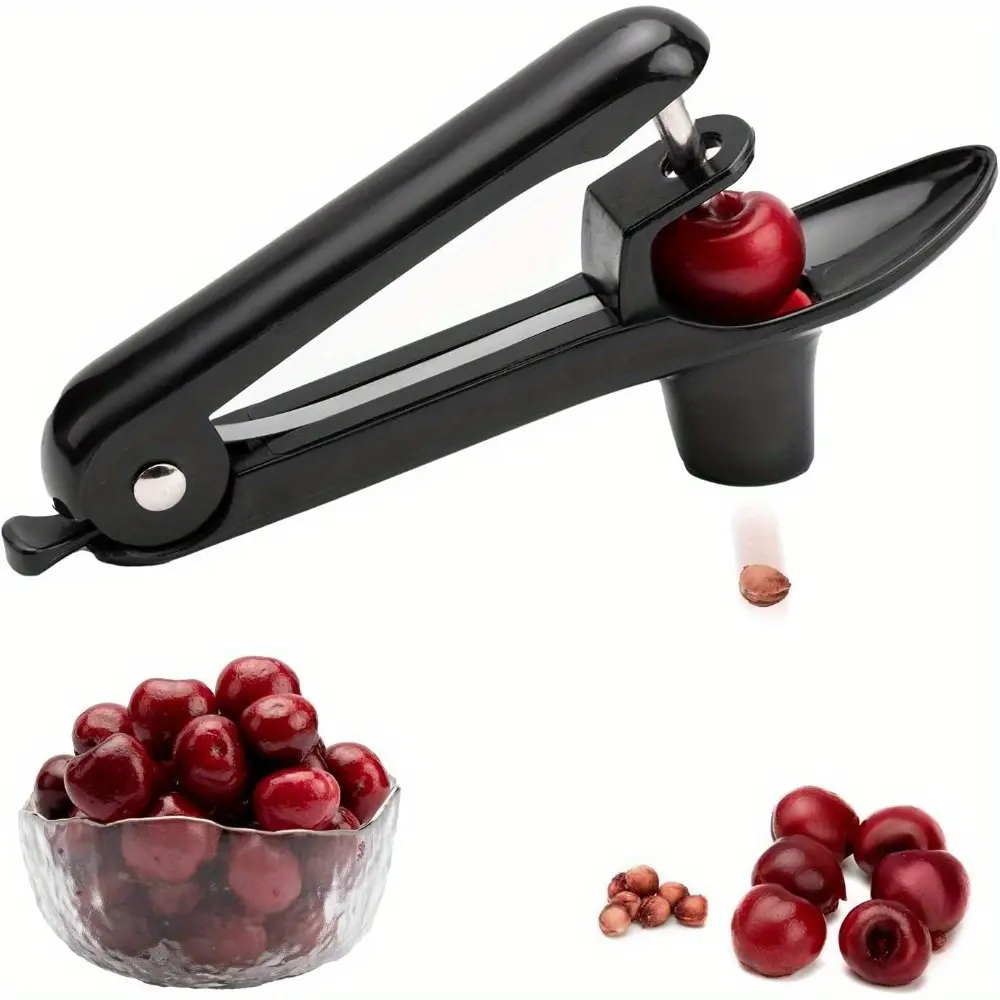 Cherry Pitter - Stainless Steel Cherries Corer Pitter Tool with Hand-held Push Design, Save Time & Space for Making Cherry Jam with Lock Design(Black)