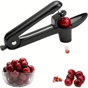 Cherry Pitter - Stainless Steel Cherries Corer Pitter Tool with Hand-held Push Design, Save Time & Space for Making Cherry Jam with Lock Design(Black)