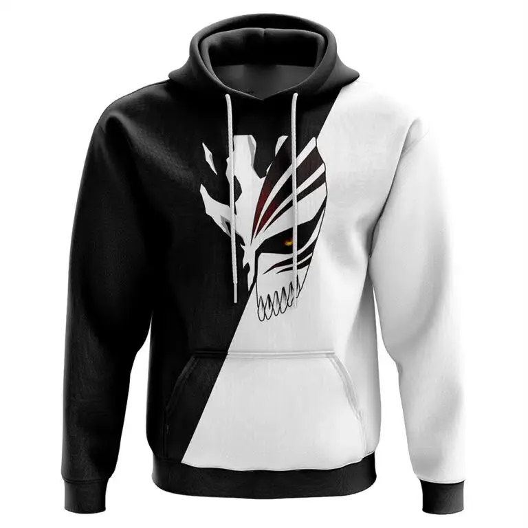 [FREESHIP] Ichigo Hollow Mask Bleach Streetwear Zip Hoodie Jacket, Anime fan zip up hoodie, Perfect for Fall & Winter with Fitted Design, Soft Comfortable Sweatshirt #anime  #hoodie #menwear #Sweatshirt #ziphoodie