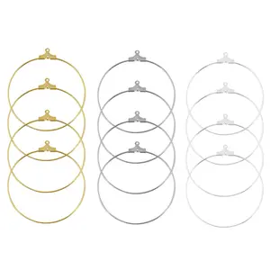 30Pcs/Lot 25/30/35/40mm Iron Big Hoops Earrings Dangle Clasp Ear Wires Hooks Circle Earring For DIY Jewelry Making Accessories