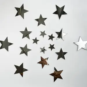 Acrylic Mirror Wall Decorative Stickers, 40pcs/set Star Shaped Wall Tiles Sticker, 3 Different Sizes Star Sticker, Self Adhesive Wall Decals, Summer Gifts, Decoration, Door Decorations