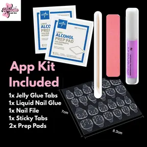Bowtie NailBox Set Nail Kit Glossy Handmade Press-On Nails with Adhesive Tabs and Reusable with Proper Care